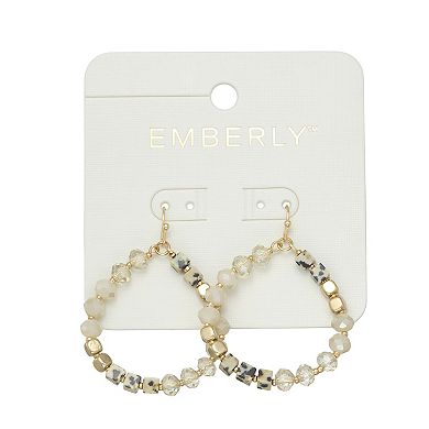 Emberly Gold Tone Color Block Beaded Hoop Earrings