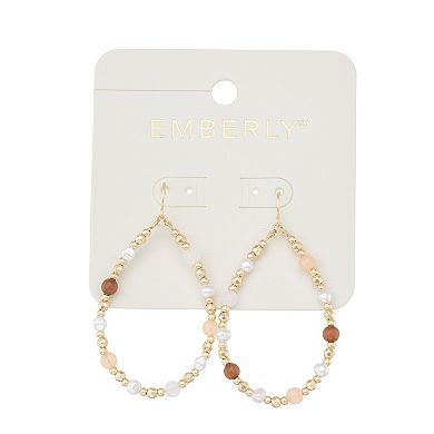 Emberly Gold Tone Beaded Teardrop Earrings