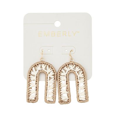 Emberly Gold Tone Raffia Wrapped U-Shape Earrings