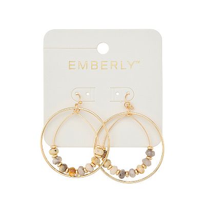 Emberly Gold Tone Double Circle Drop Hoop Earrings