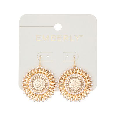 Emberly Gold Tone Beaded Medallion Drop Earrings