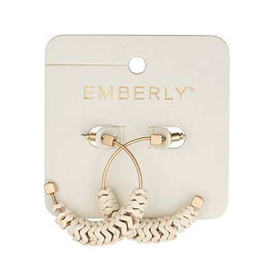 Emberly Gold Tone Zigzag Bead Hoop Earrings