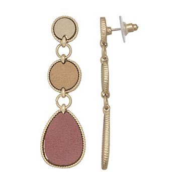 Emberly Gold Tone Tricolor Linear Earrings