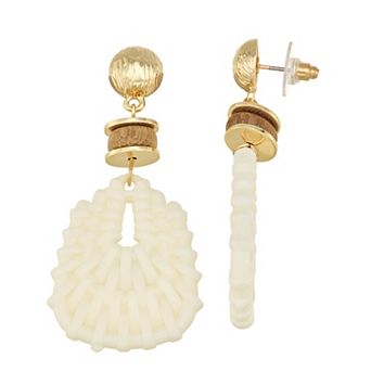 Emberly Gold Tone Mixed Media Drop Earrings