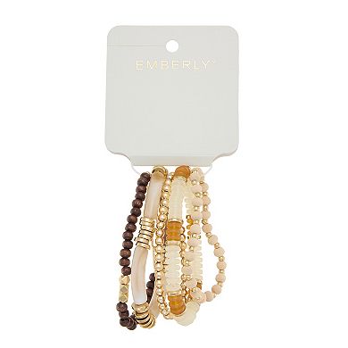 Emberly 5-Piece Gold Tone Multi-Beaded Bracelet Set