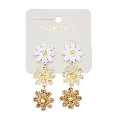 Emberly Gold Tone Raffia Flower Earring Set