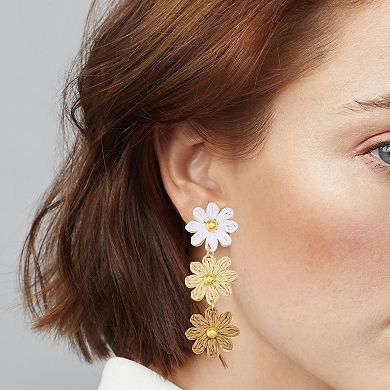 Emberly Gold Tone Raffia Flower Earring Set
