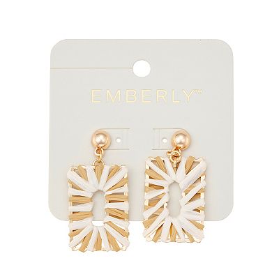 Emberly Gold Tone Raffia Square Drop Earrings