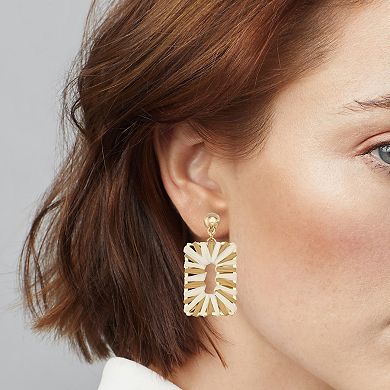 Emberly Gold Tone Raffia Square Drop Earrings
