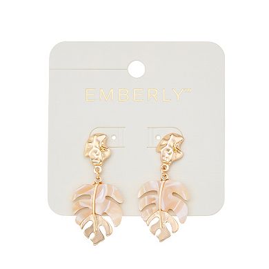 Emberly Gold Tone Leaf Drop Earrings