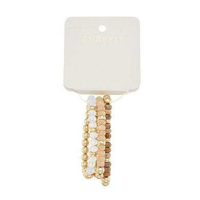 Emberly 3-Piece Gold Tone Beaded Stretch Bracelet Set