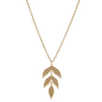 Emberly Gold Tone Long Leaf Pendant Necklace