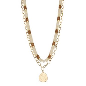 Emberly Gold Tone Color Block Beaded Necklace