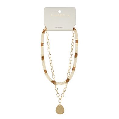 Emberly Gold Tone Color Block Beaded Necklace