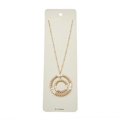 Emberly Gold Tone Double Circle Pendant Necklace