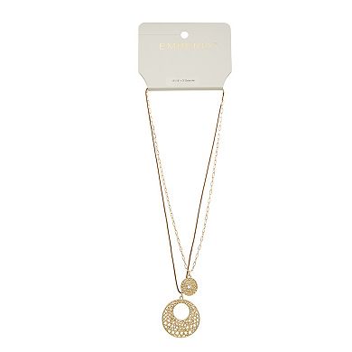 Emberly Gold Tone Double Row Chain Cord Necklace