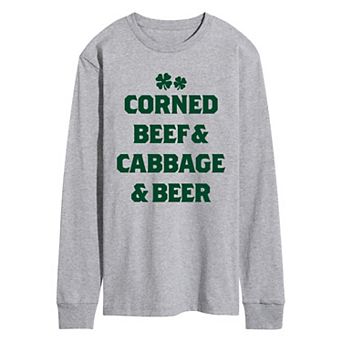 Men's Corned Beef & Cabbage & Beer Long Sleeve Graphic Tee