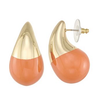 Nine West Gold Tone Puffy Teardrop Earrings