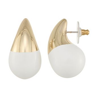 Nine West Gold Tone Puffy Teardrop Earrings