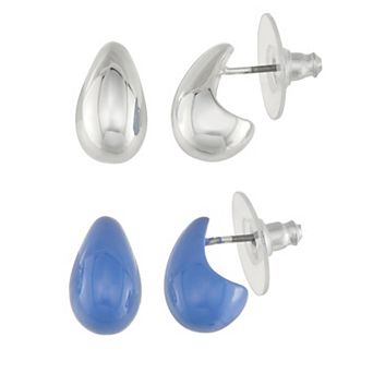 Nine West Small Puffy Post Earrings Duo Set