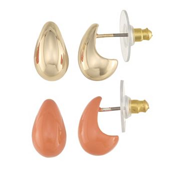 Nine West Small Puffy Post Earrings Duo Set