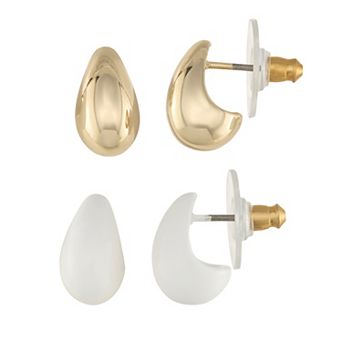 Nine West Small Puffy Post Earrings Duo Set
