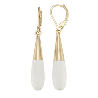 Nine West Two-Tone Drop Leverback Earrings