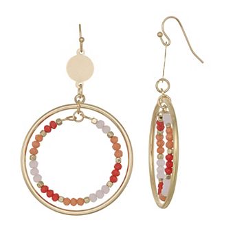 Emberly Gold Tone Circle Drop Earrings