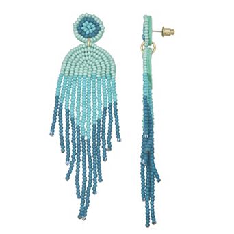 Emberly Gold Tone Color Block Beaded Earrings