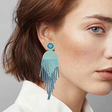 Emberly Gold Tone Color Block Beaded Earrings