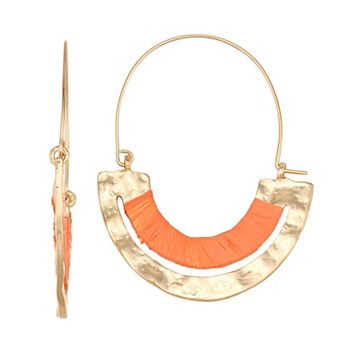 Emberly Gold Tone Mix Media Hoop Earrings