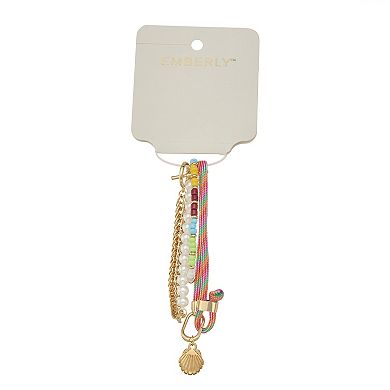 Emberly 3-Piece Gold Tone Mixed Beaded Bracelet Set