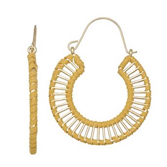 Emberly Gold Tone Wrapped Hoop Earrings