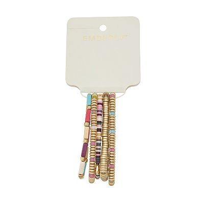 Emberly 5-Piece Gold Tone Heart Beaded Bracelet Set