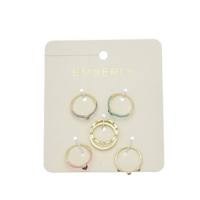 Emberly 6-Piece Gold Tone Multi Simulated Stone Enamel Ring Set
