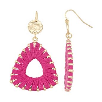 Emberly Gold Tone Thread Wrapped Dangle Earrings