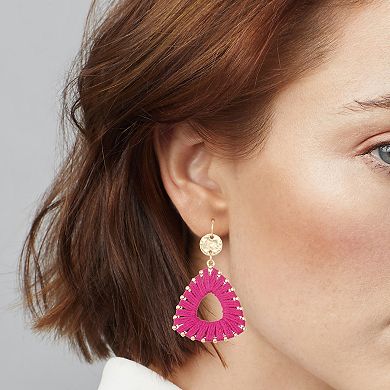 Emberly Gold Tone Thread Wrapped Dangle Earrings