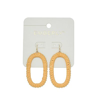 Emberly Gold Tone Raffia Wrapped Drop Earrings