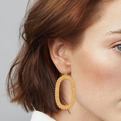 Emberly Gold Tone Raffia Wrapped Drop Earrings