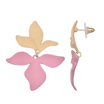 Emberly Gold Tone Color Block Flower Earrings