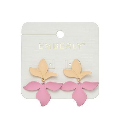 Emberly Gold Tone Color Block Flower Earrings