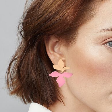 Emberly Gold Tone Color Block Flower Earrings
