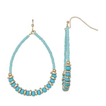 Emberly Gold Tone Beaded Teardrop Earrings