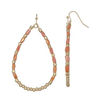 Emberly Gold Tone Beaded Teardrop Earrings