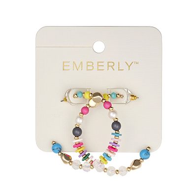 Emberly Gold Tone Multi Beaded Hoop Earrings