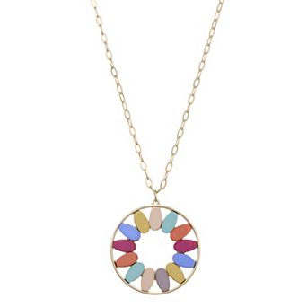 Emberly Gold Tone Multi Simulated Stone Pendant Necklace