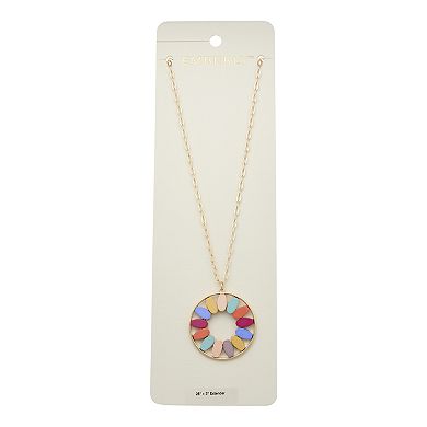 Emberly Gold Tone Multi Simulated Stone Pendant Necklace