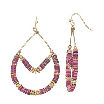 Emberly Gold Tone Sequin Double Drop Earrings