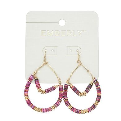 Emberly Gold Tone Sequin Double Drop Earrings
