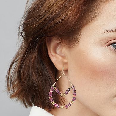 Emberly Gold Tone Sequin Double Drop Earrings